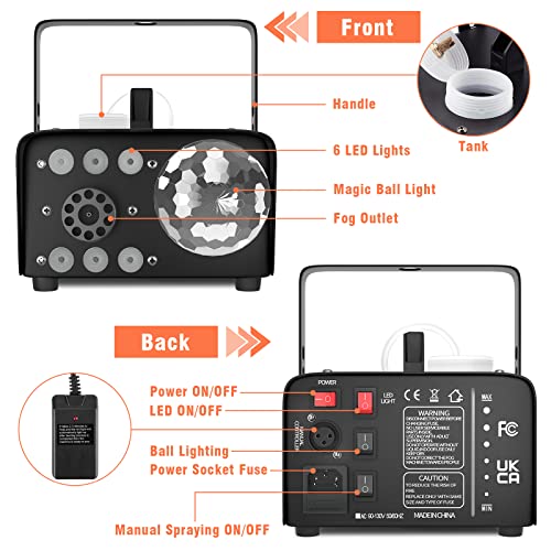 Fog Machine with Disco Ball Light and LED RGB Lights C465826