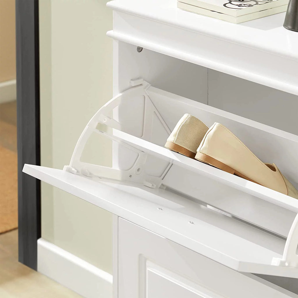 White 2 Flip-Drawers Shoe Cabinet P85240