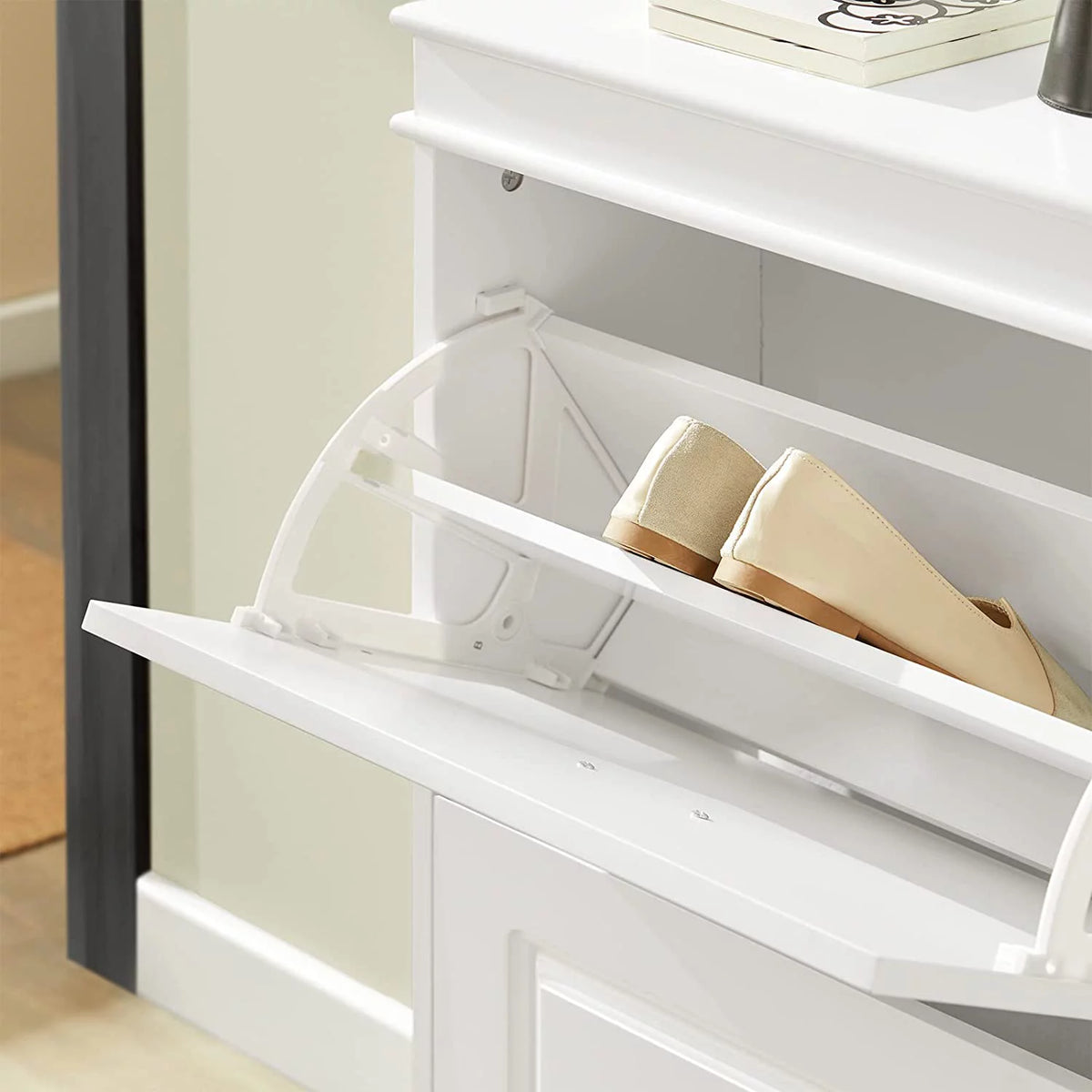 White 2 Flip-Drawers Shoe Cabinet P85240