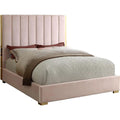 Metal and Velvet King Bed in Pink K519