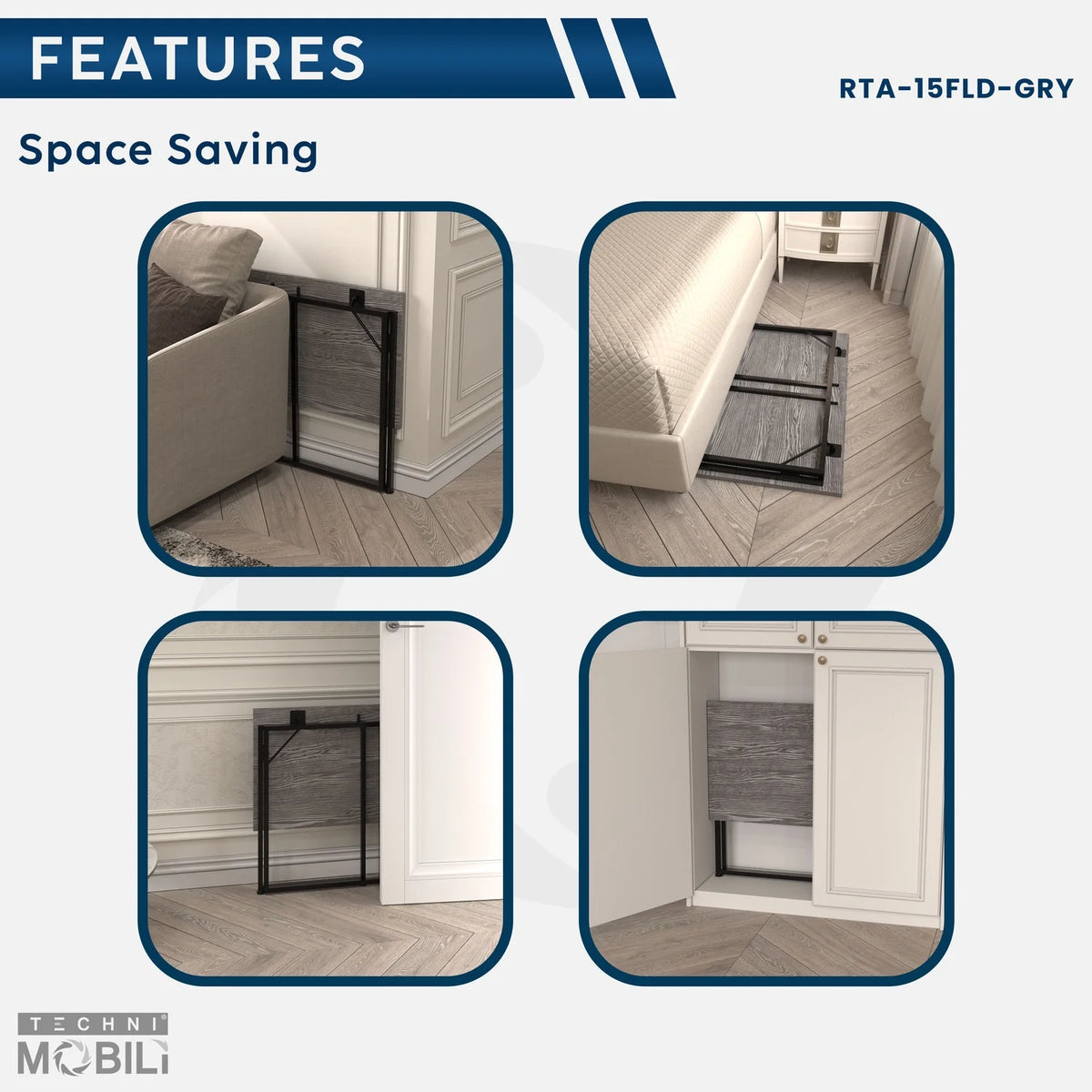 40" W Folding Computer Desk, Grey X35540