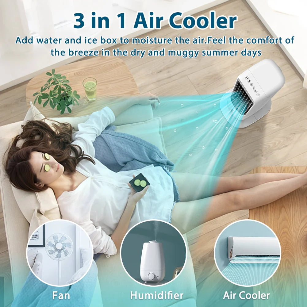3-in-1 Evaporative Air Cooler Portable Tower Cooling Fan Oscillating White D1750
