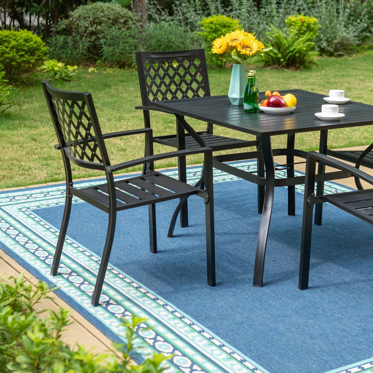 5-Piece Metal Outdoor Dining Set with Umbrella Hole O8093