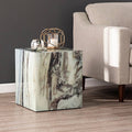 Black Faux Marble Square Accent Table C853048