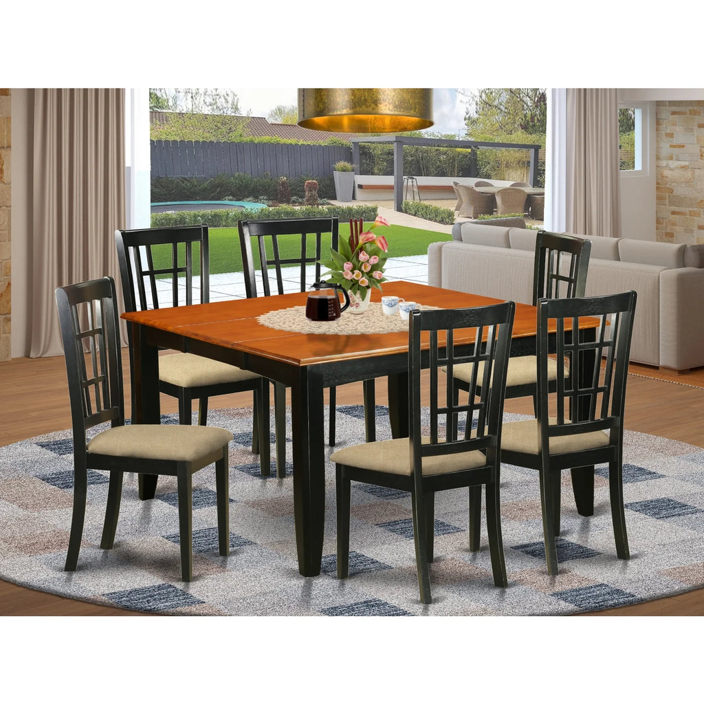 7 Piece Wooden Dining Table Set C43185