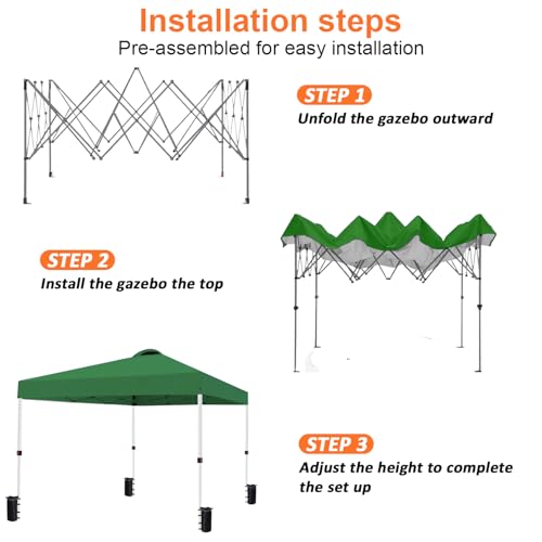 10x10 Pop Up Canopy Tent Waterproof with Wheeled Bag and 4 Sandbags Y3877