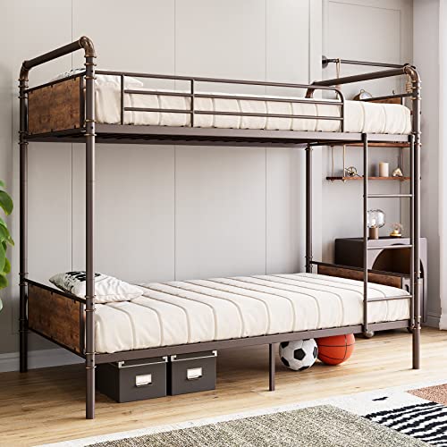 Twin Over Twin Heavy Duty Metal Bunk Bed with Ladders S451