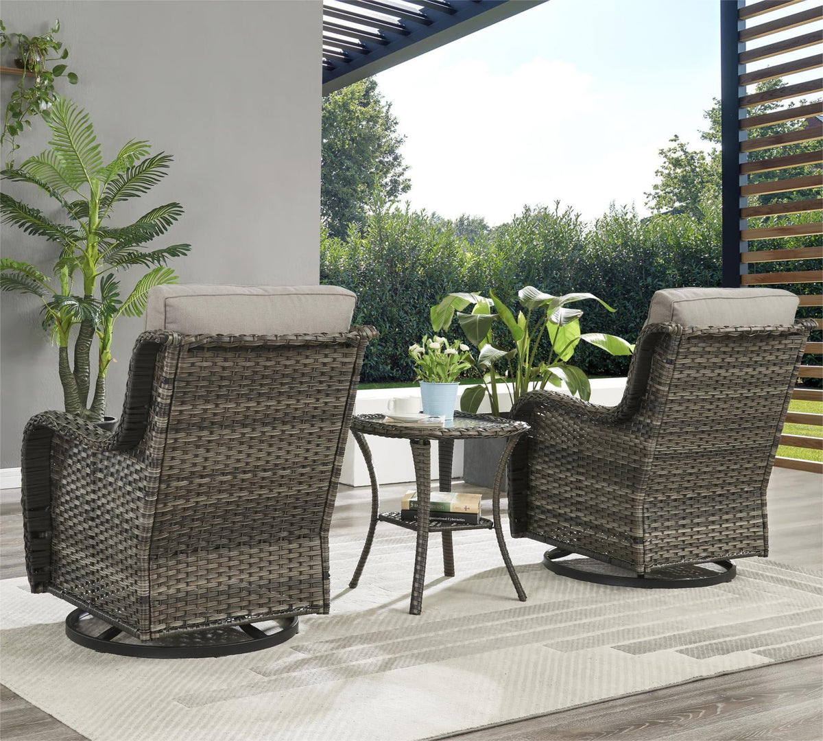 3-Piece Outdoor Swivel Gliders with Side Table V320