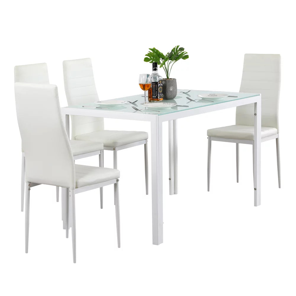 Glass Dining Table with 4 Metal Legs K456