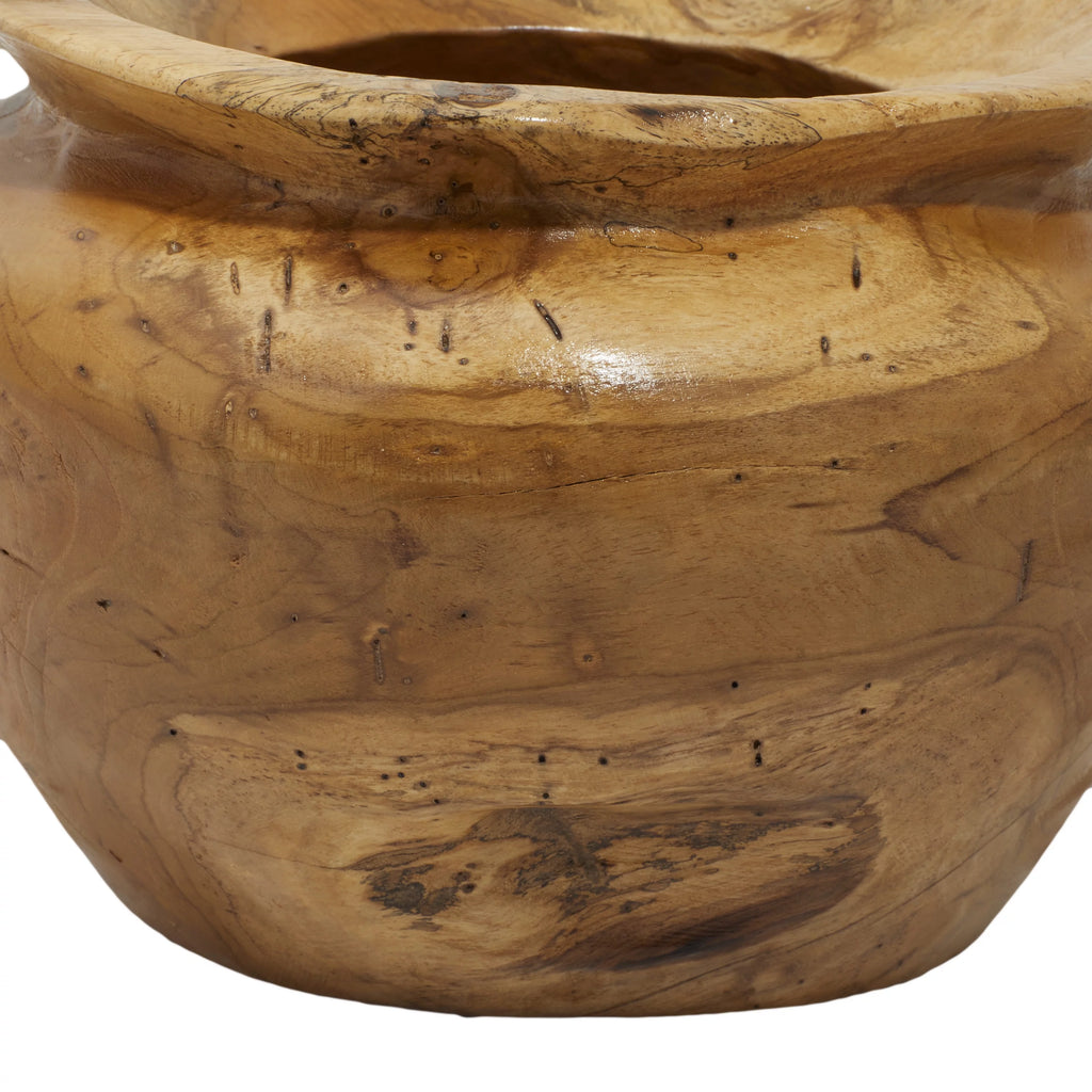 9" Handmade Round Brown Teak Wood Decorative Bowl G5104