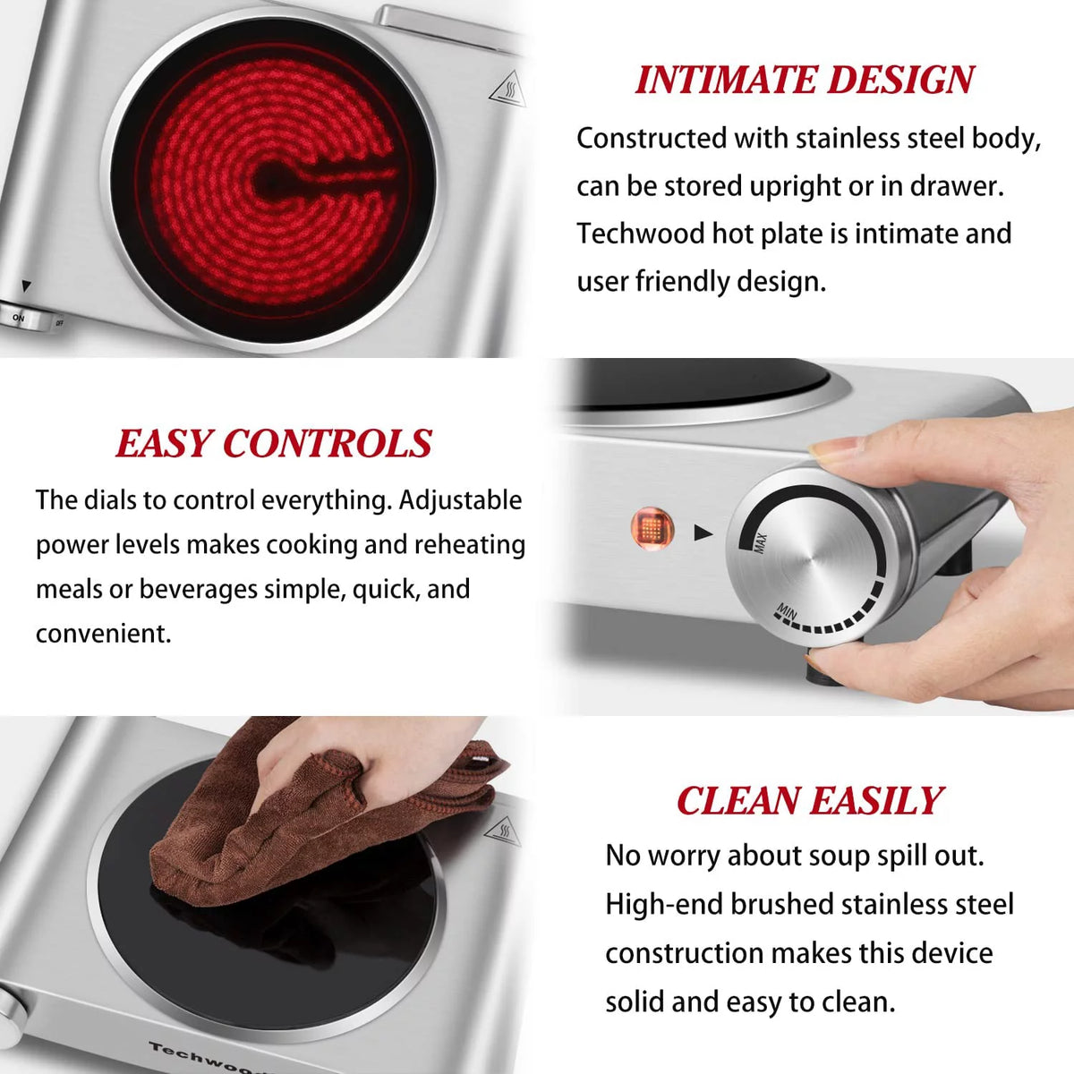 1200W Portable Infrared Electric Single Burner Stainless Steel T44470