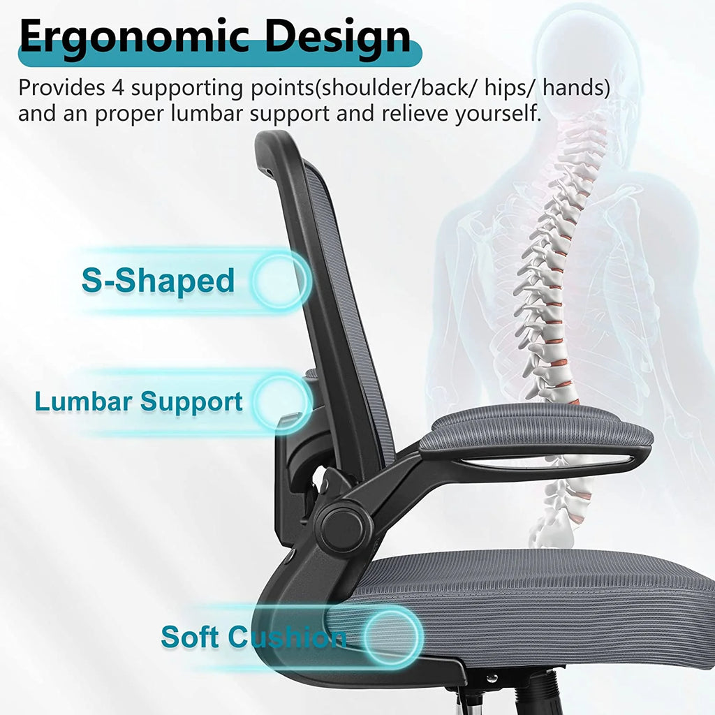 Grey Ergonomic Mesh Office Chair with Lumbar Support B808
