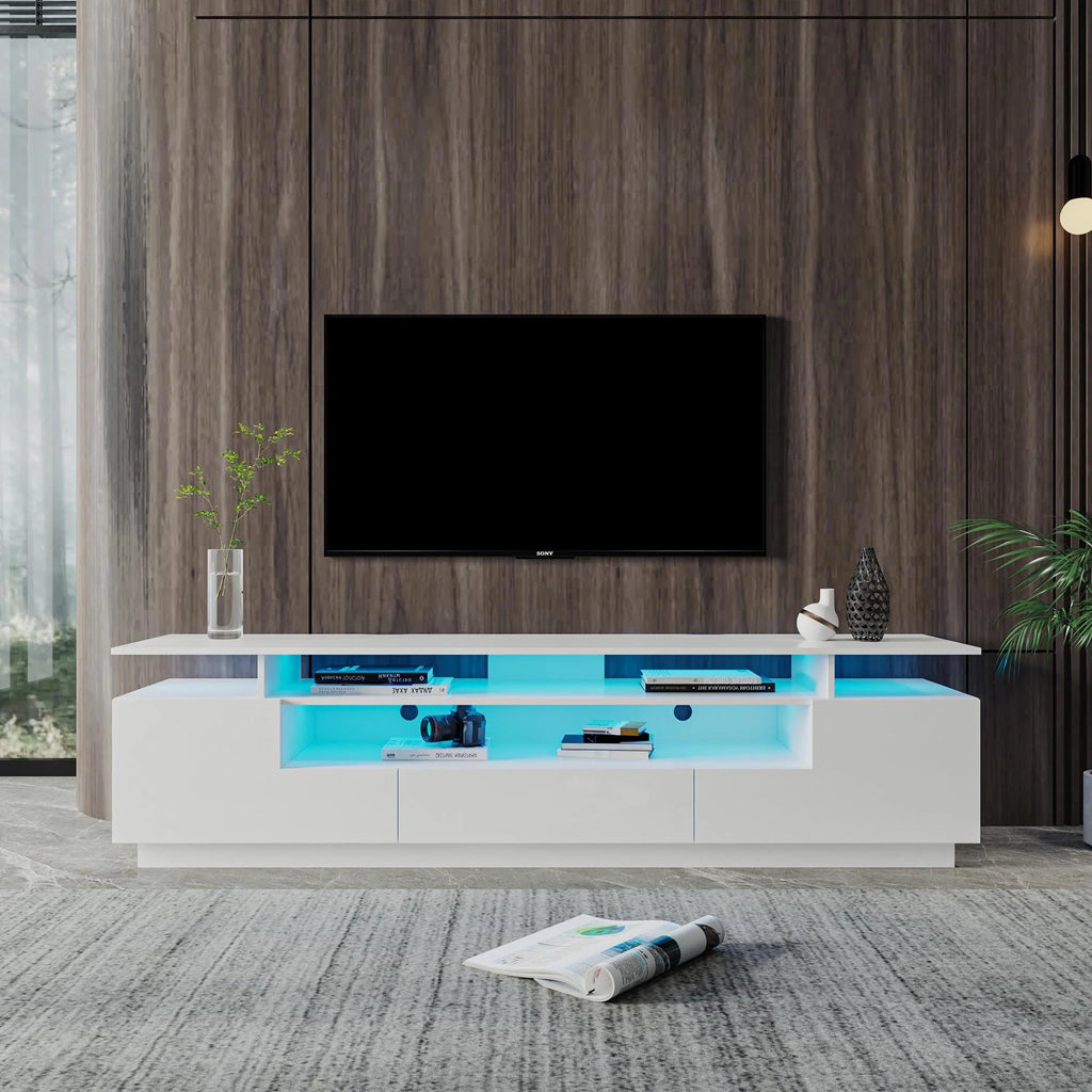 White 3-Tier TV Stand with Storage F233