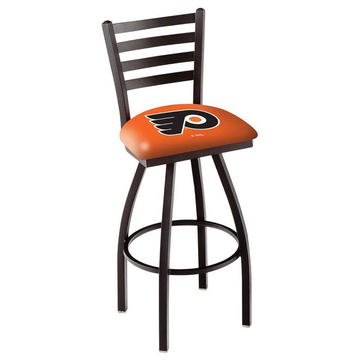 Black Swivel Bar Stool with Ladder Style Back H212077