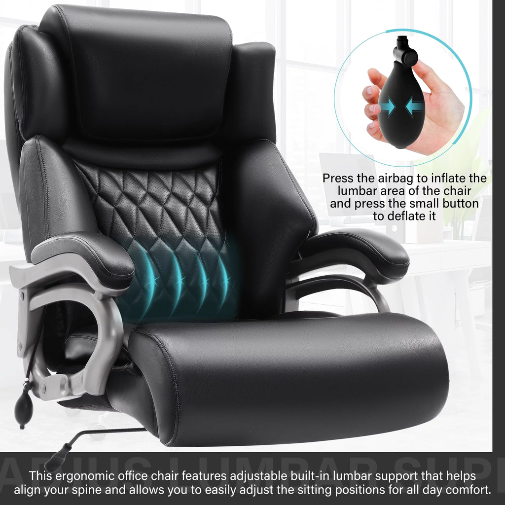 Big and Tall Ergonomic High Back Leather Office Chair 400lbs Z65389