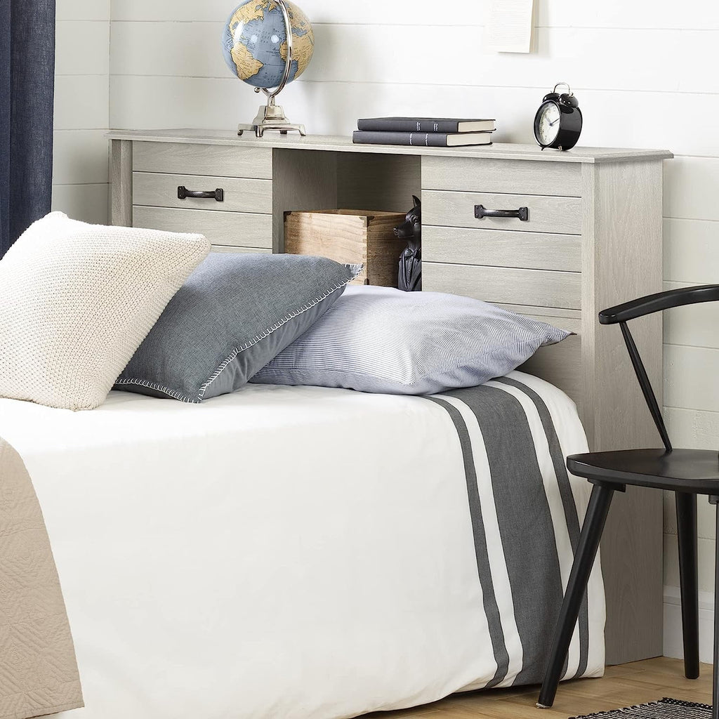 Full Winter Oak Bookcase Headboard U897362