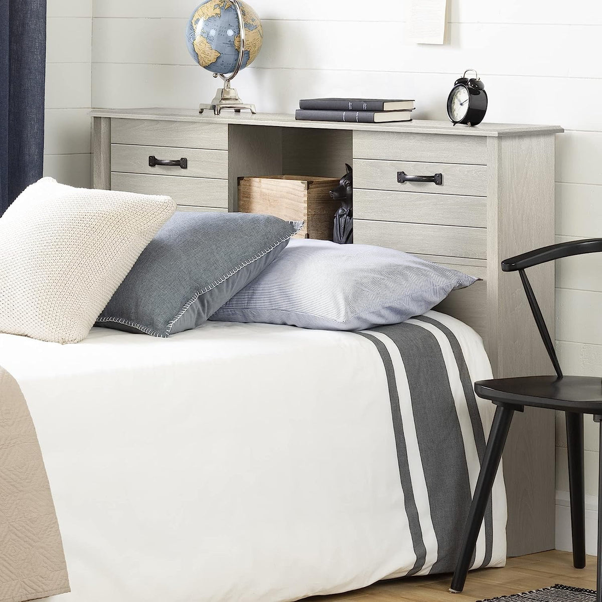 Full Winter Oak Bookcase Headboard U897362