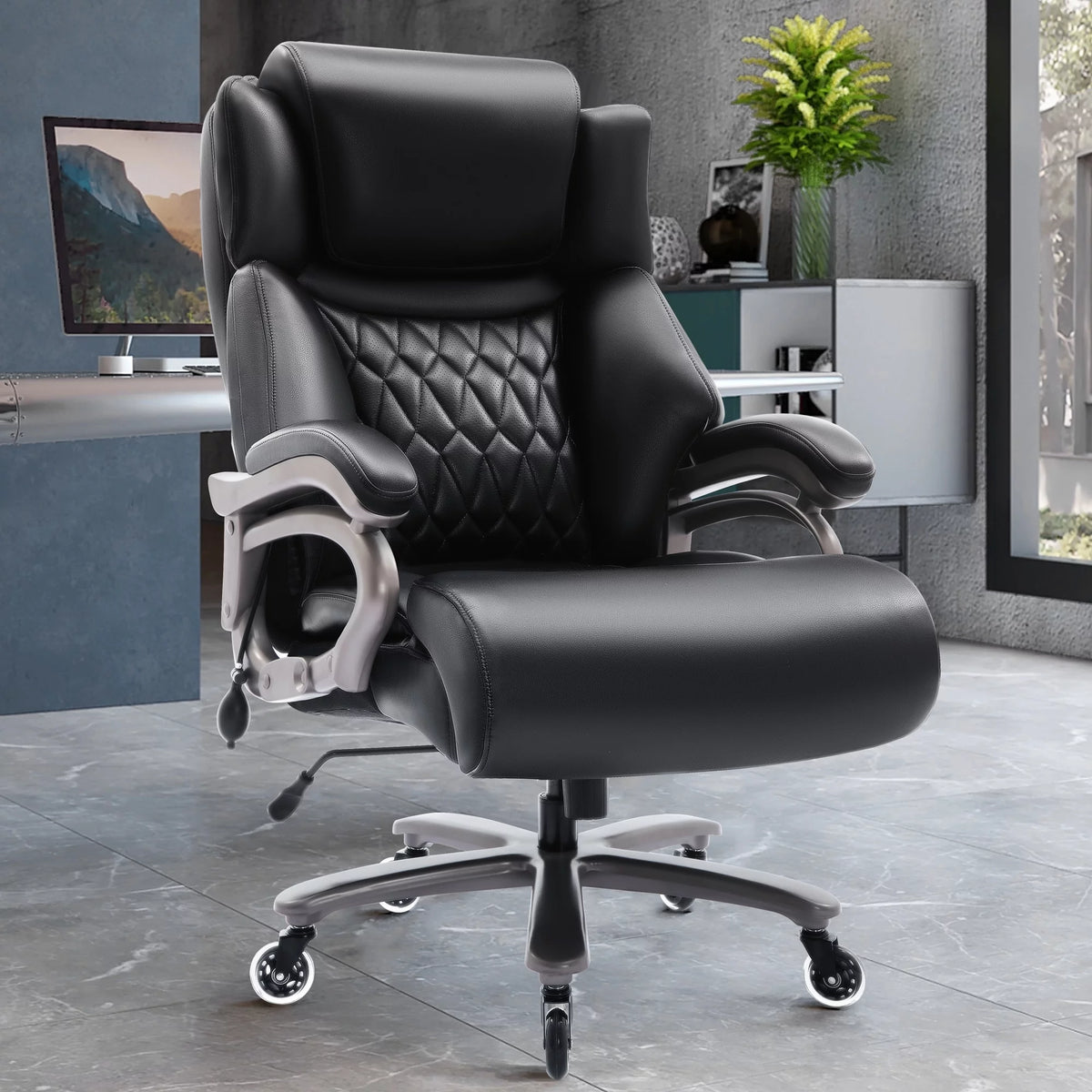 Big and Tall Ergonomic High Back Leather Office Chair 400lbs Z65389