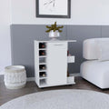 White Engineered Wood Bar Cart with 2 Side Shelves K2872