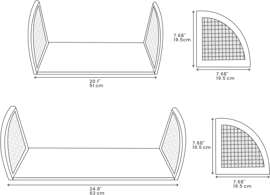 White Set of 2 Rattan Wood Wall Shelf P206