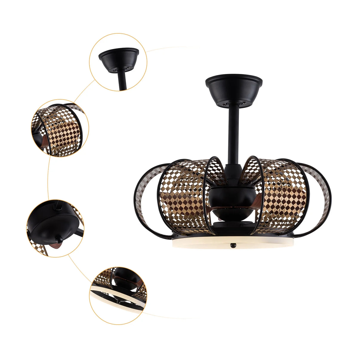 19'' Black Ceiling Fan with Light and Remote Control A497