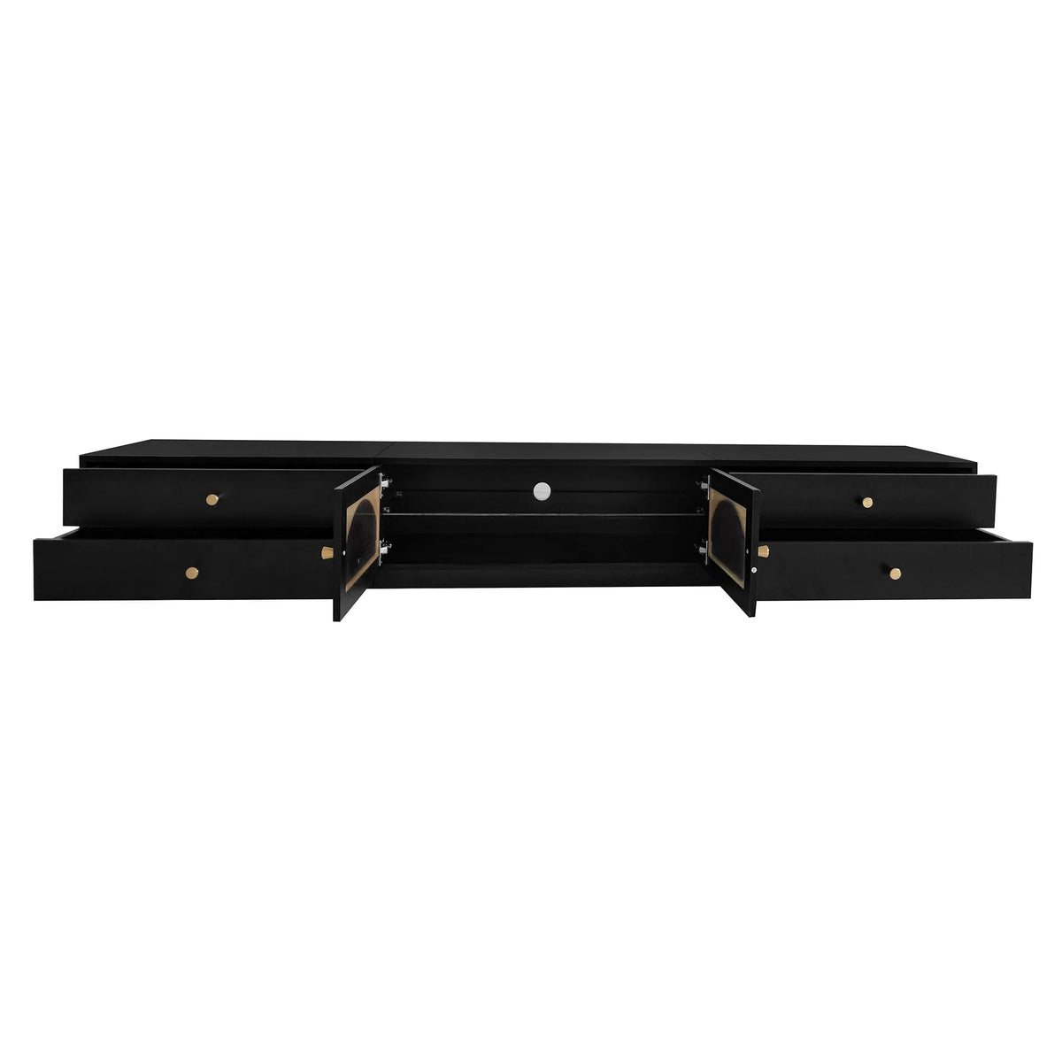 Black Wood TV Stand with Glass Doors C272701