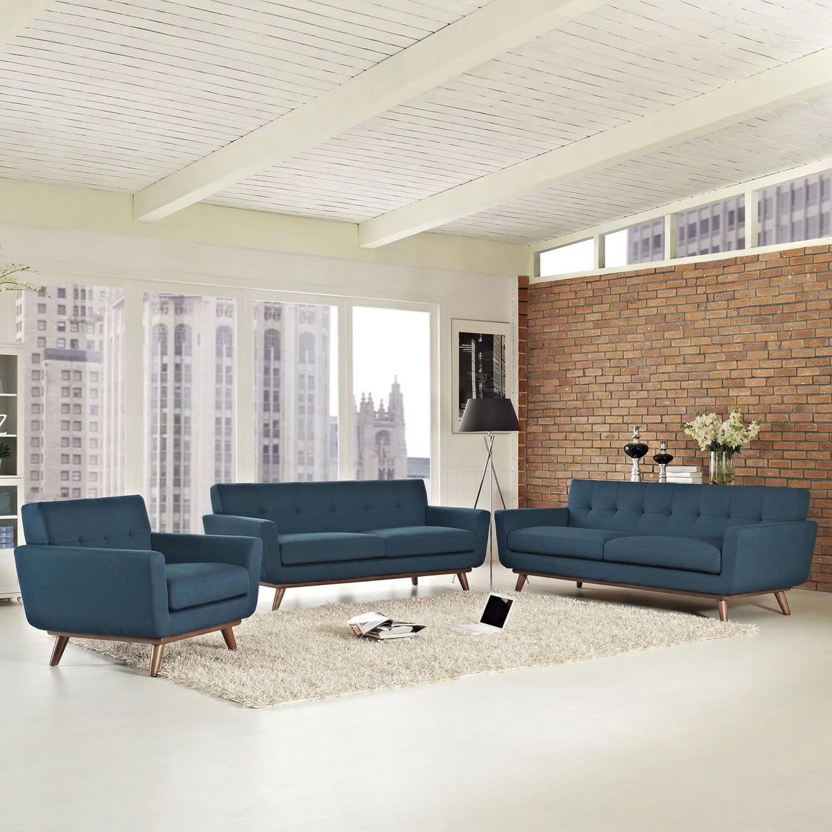Azure Sofa Loveseat and Armchair Set of 3 I359