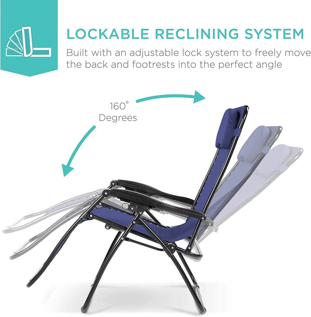 Oversized Zero Gravity Chair with Cup Holder and Pillow I161618