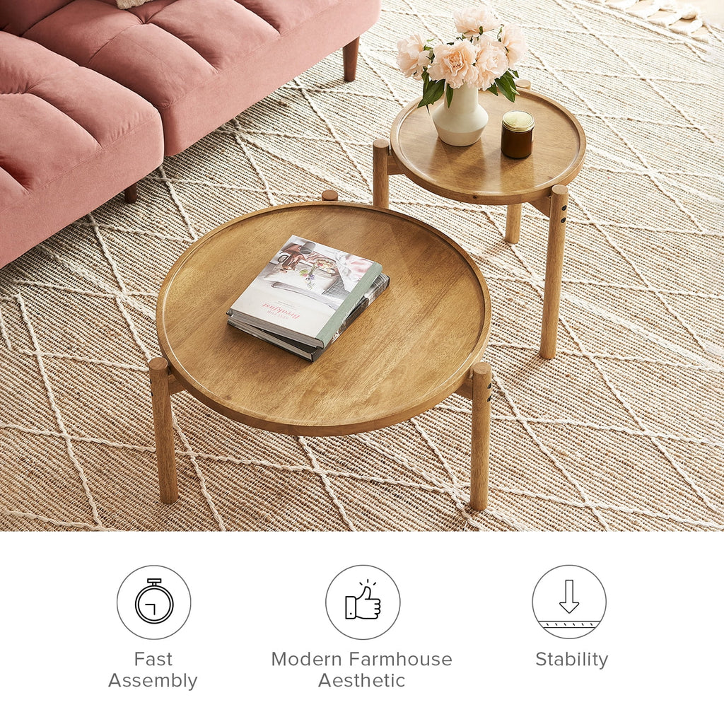 Round Solid Wood Coffee Table Q6559