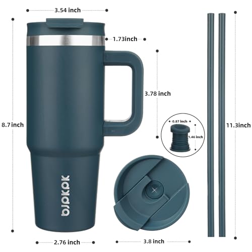 30 oz Stainless Steel Insulated Tumbler With Handle Lid And Straw I3451