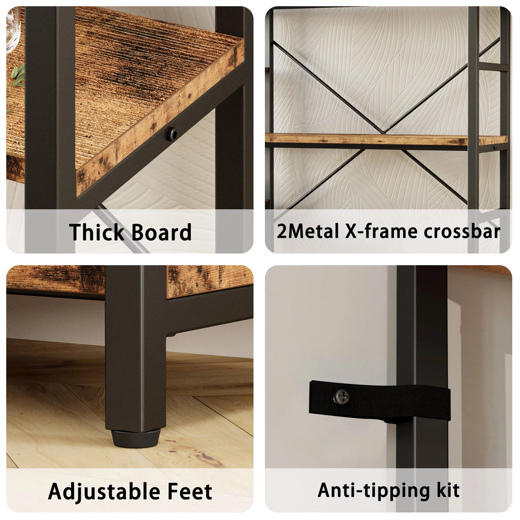 5-Tier Corner Bookcase with Metal Frame P188