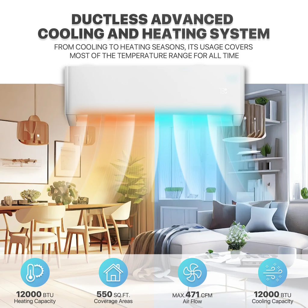 12000 BTU 22 SEER Mini Split Air Conditioner & Heater with WIFI X2749