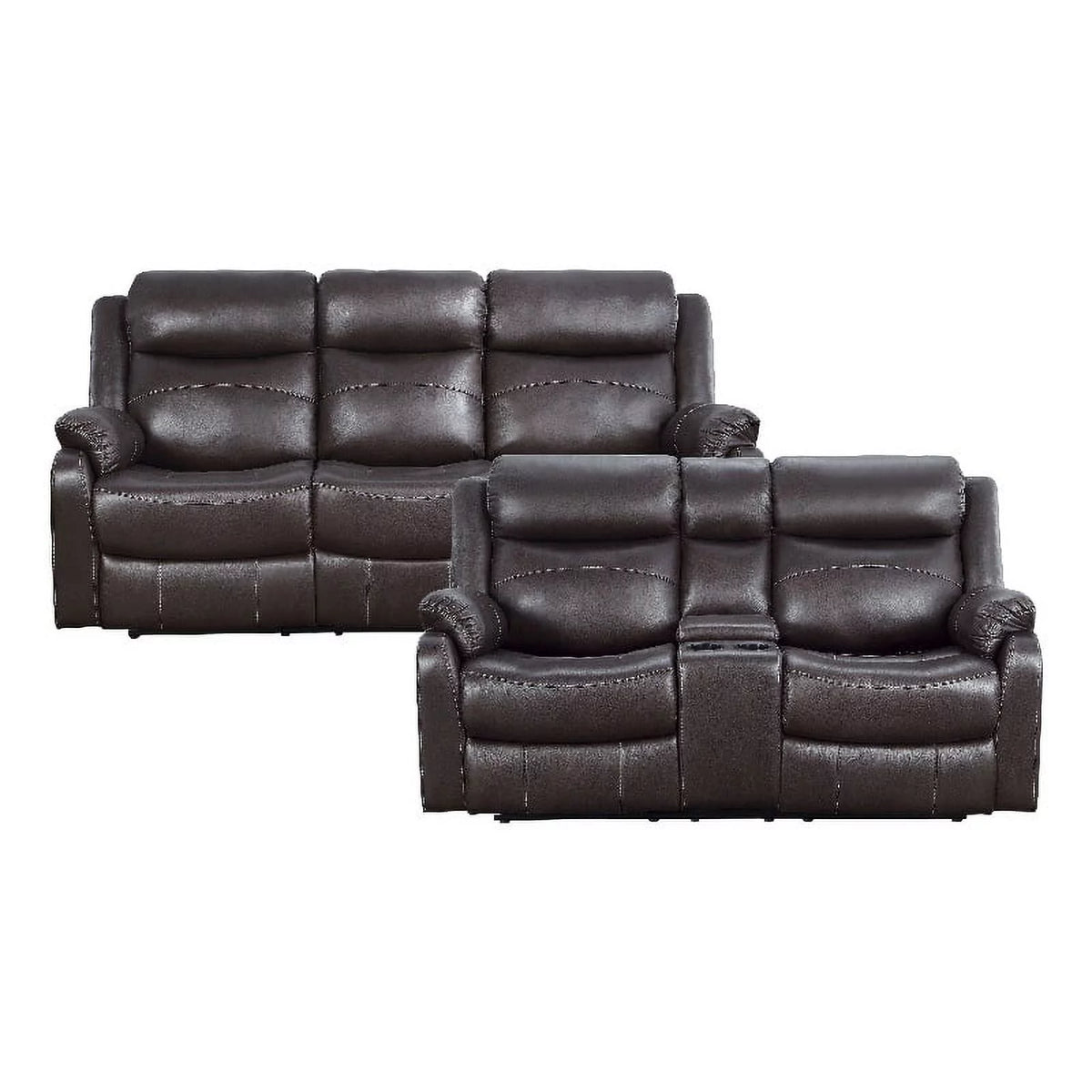 Dark Brown 2-Piece Microfiber Reclining Sofa Set H33926