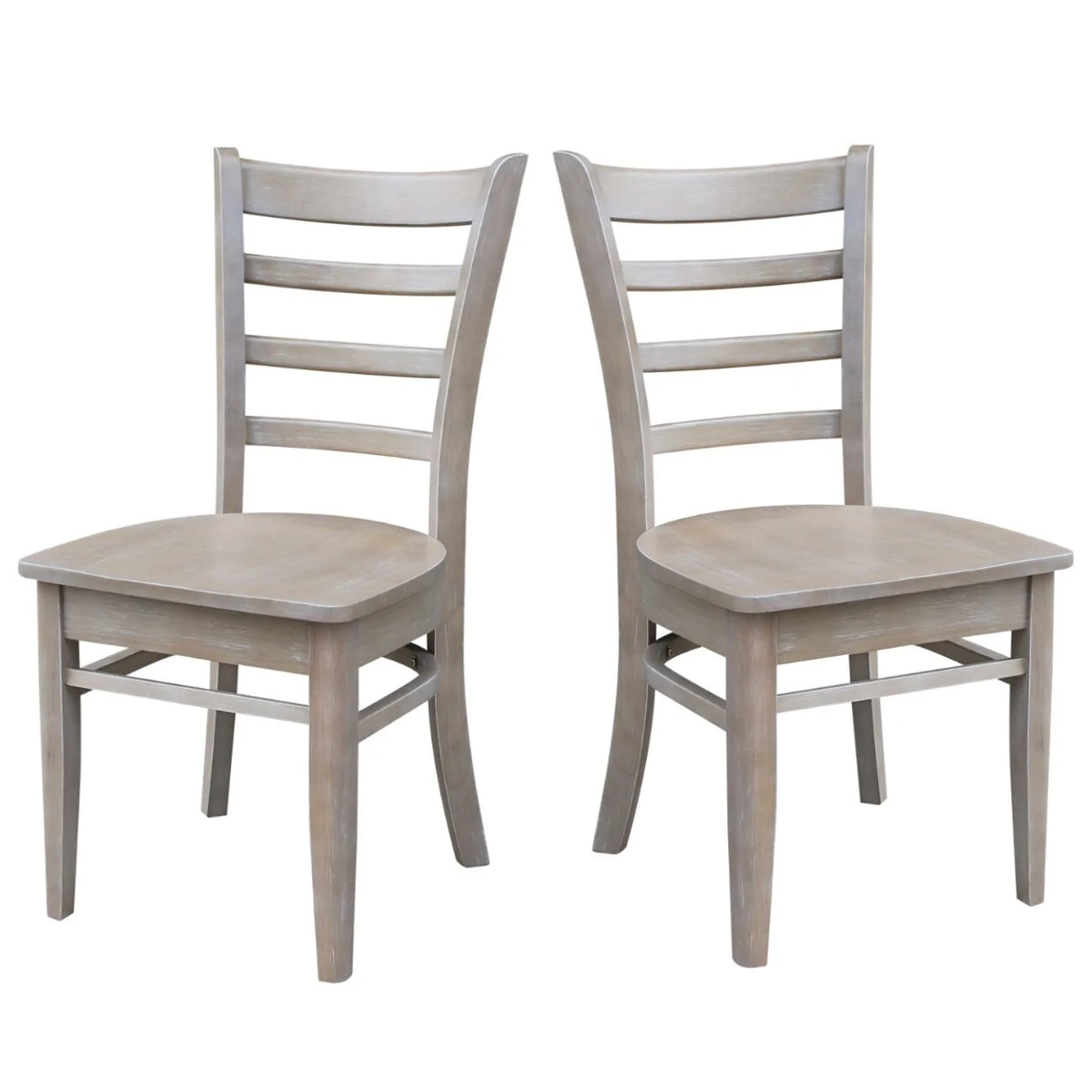Solid Wood Side Chair Set of 2 Washed Gray Taupe X5134