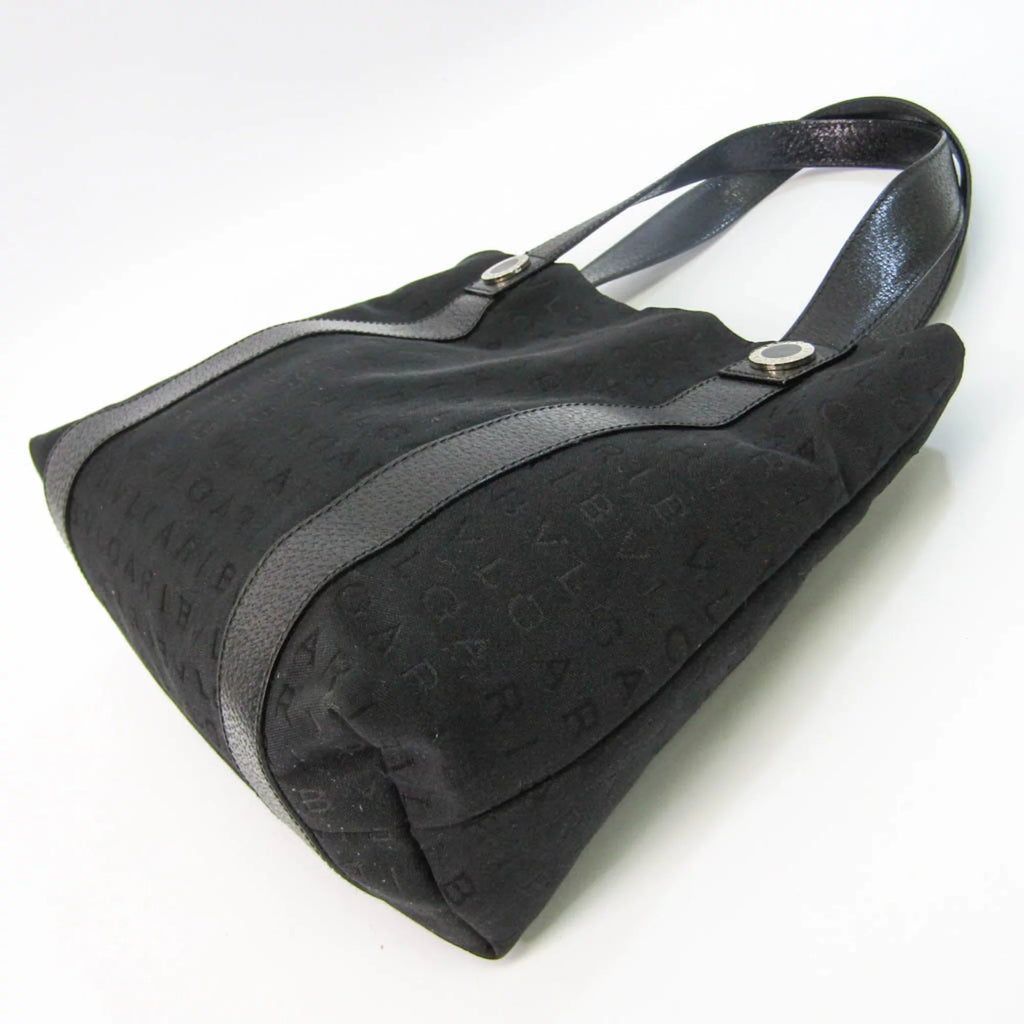 Pre-Owned Black Canvas Leather Handbag J18128