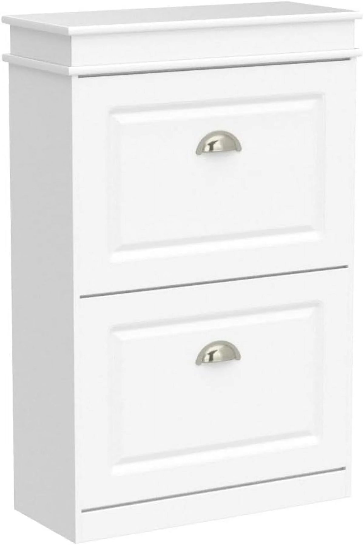 White 2 Flip-Drawers Shoe Cabinet P85240