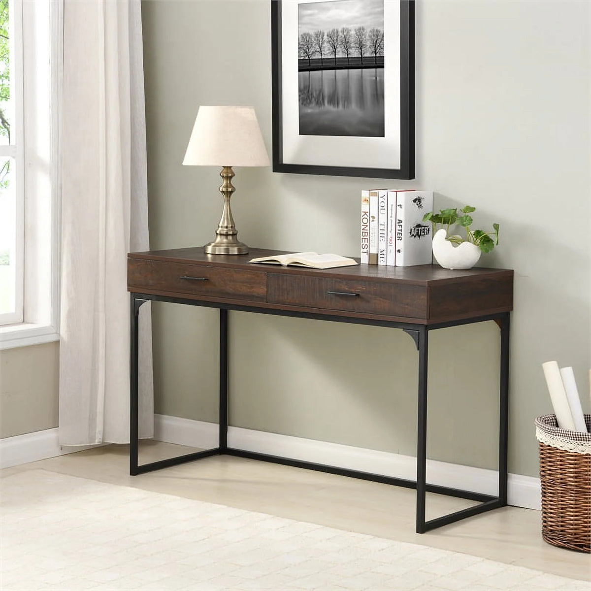Metal Computer Desk with Drawers W64555