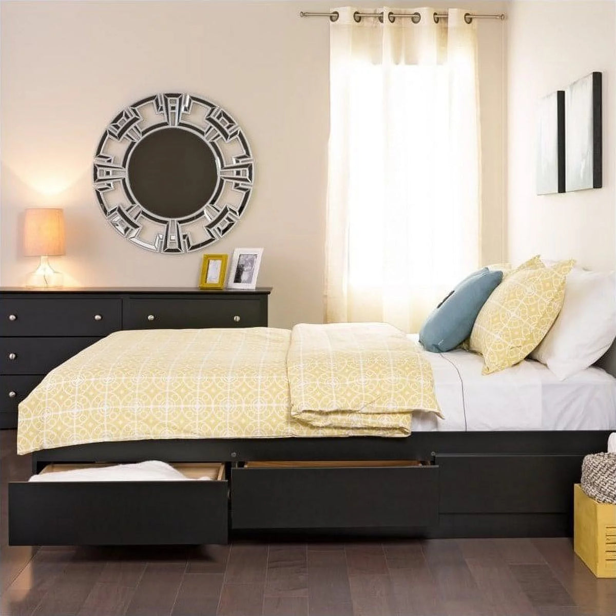 Black Wood Storage Platform Bed W105927