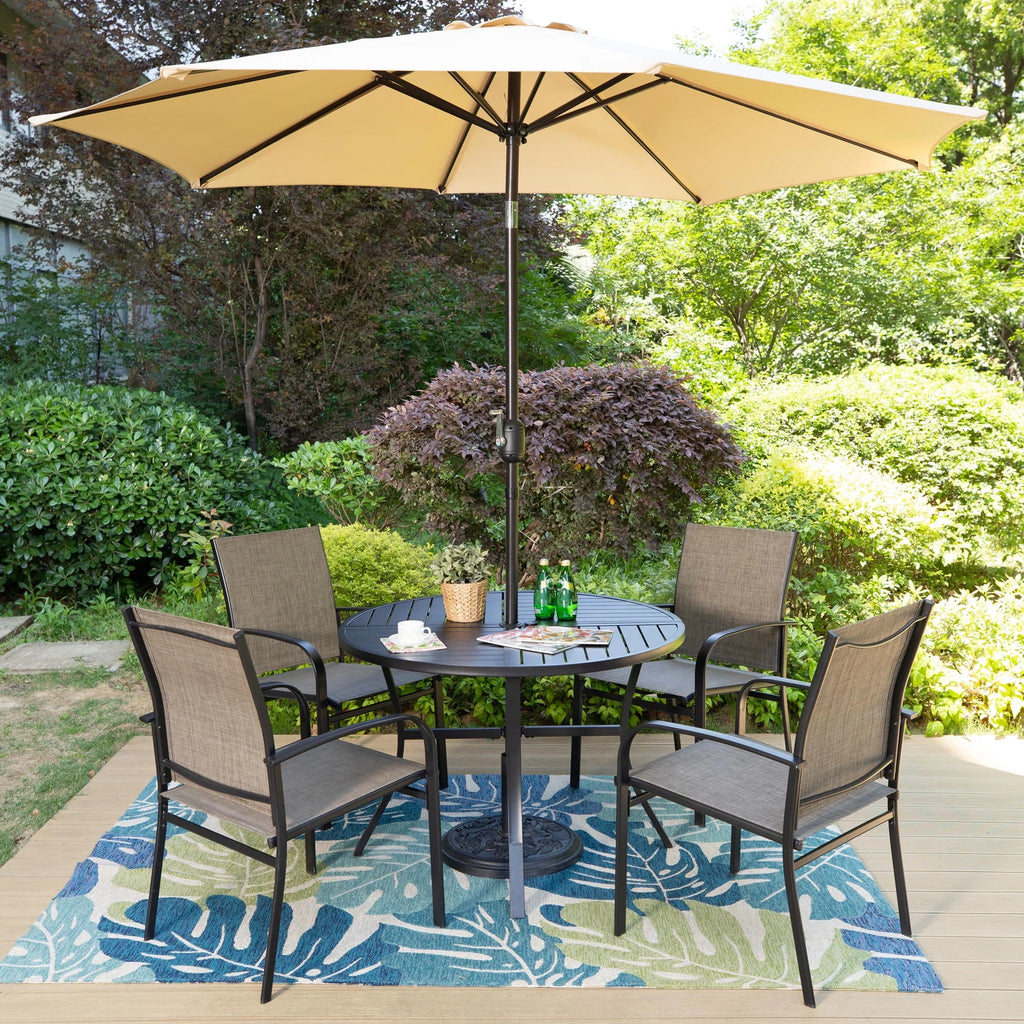 Set of 4 Outdoor Patio Dining Chairs Steel Textilene J70100