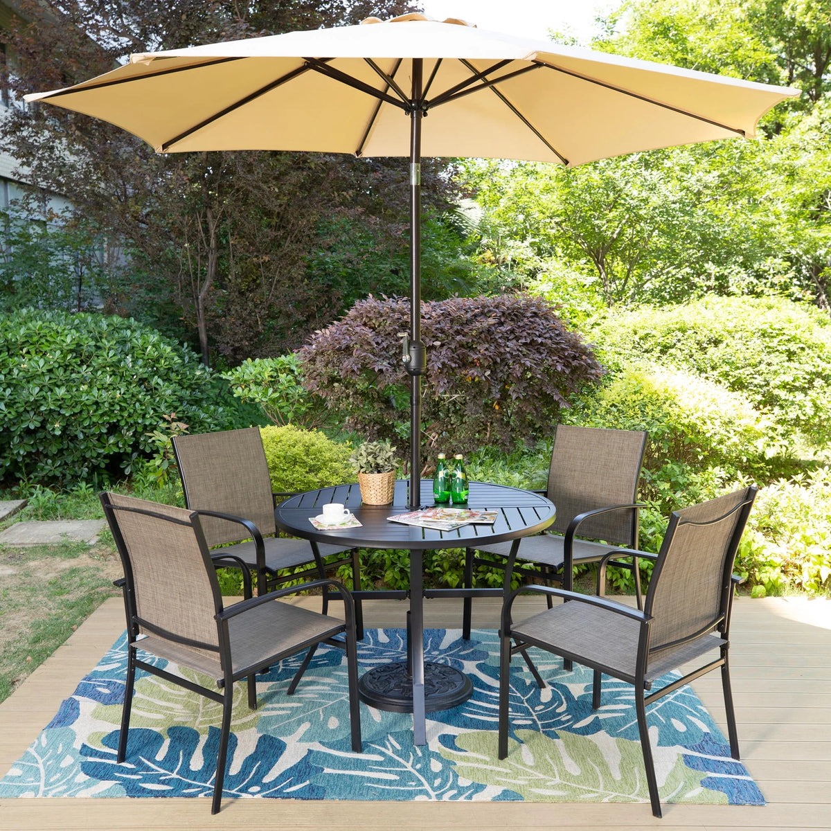 Set of 4 Outdoor Patio Dining Chairs Steel Textilene J70100