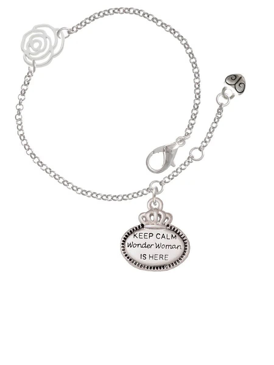 Silvertone Rose Link Chain Bracelet Y793962
