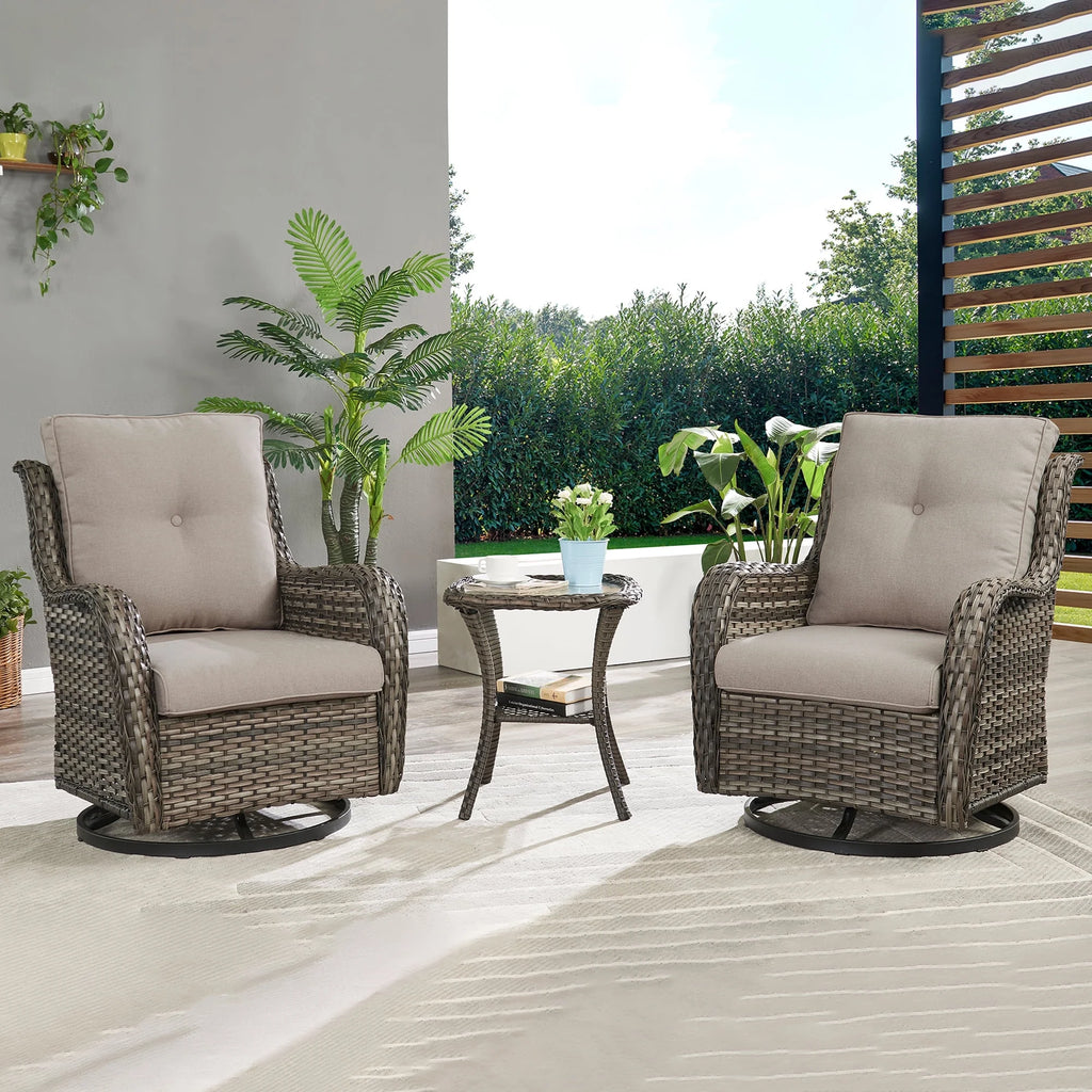 3-Piece Outdoor Swivel Gliders with Side Table V320