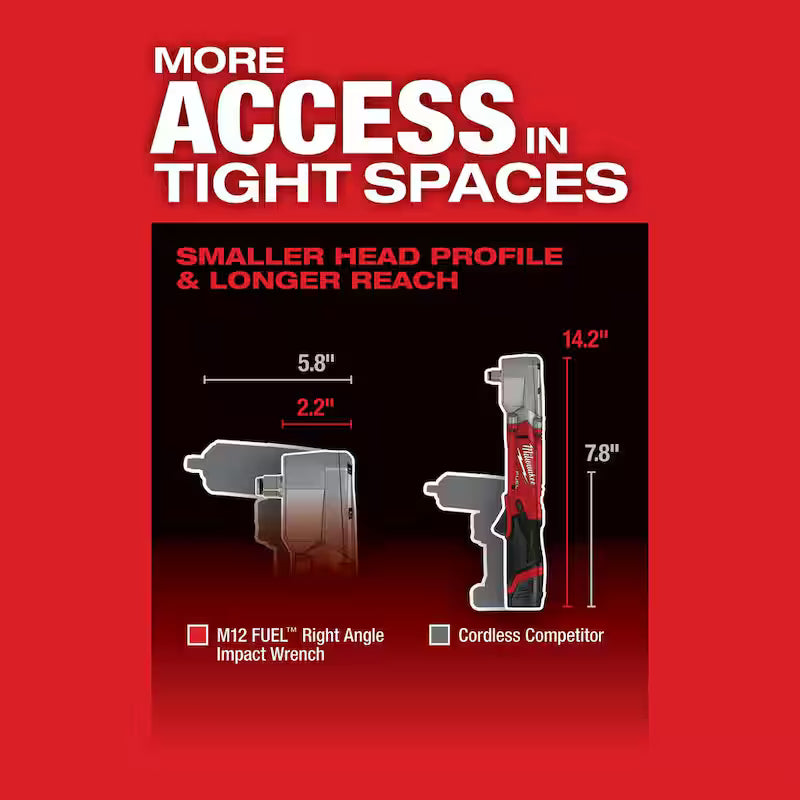 12V Brushless Cordless 1/2 in. Right Angle Impact Wrench with 2.5 Ah Battery T896185