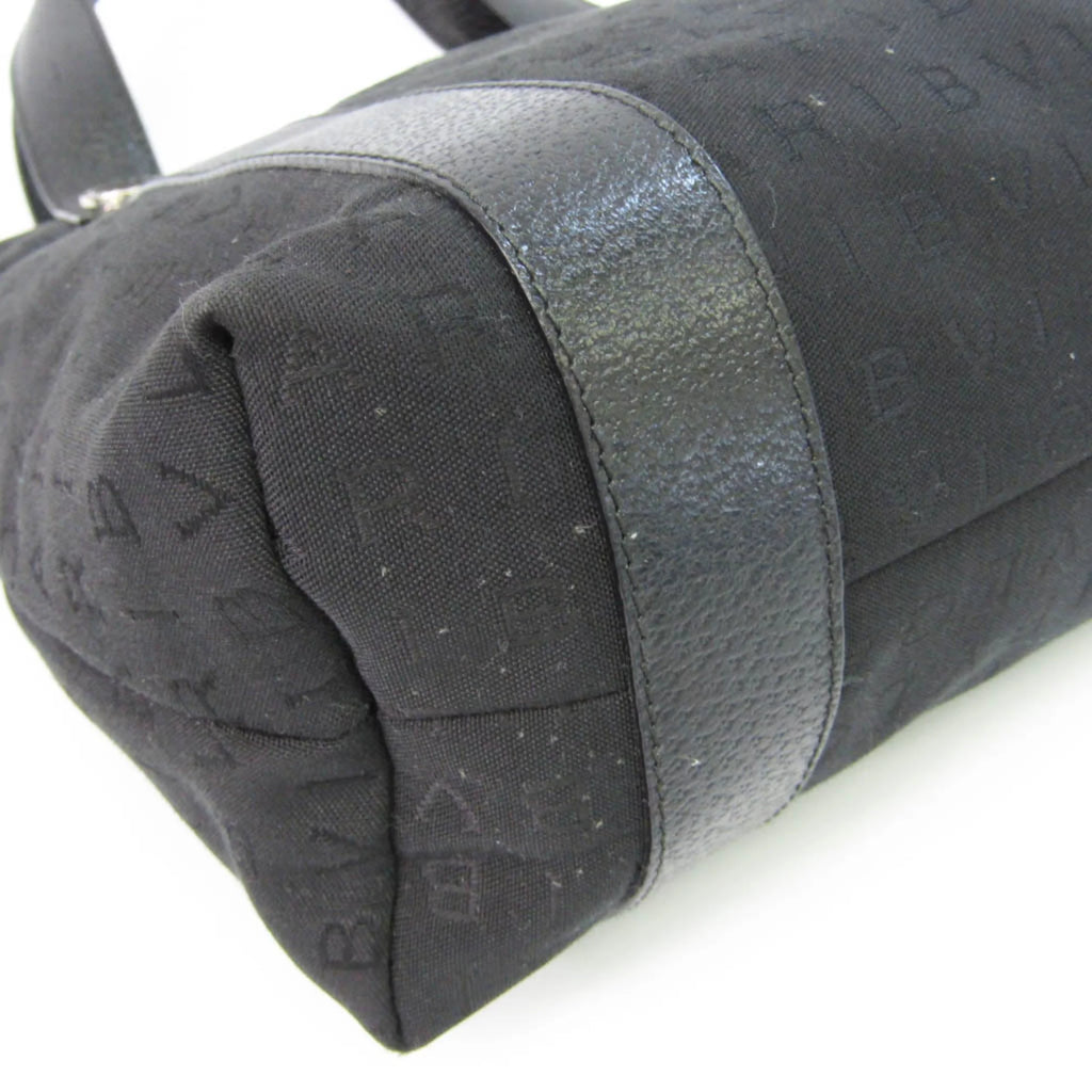 Pre-Owned Black Canvas Leather Handbag J18128