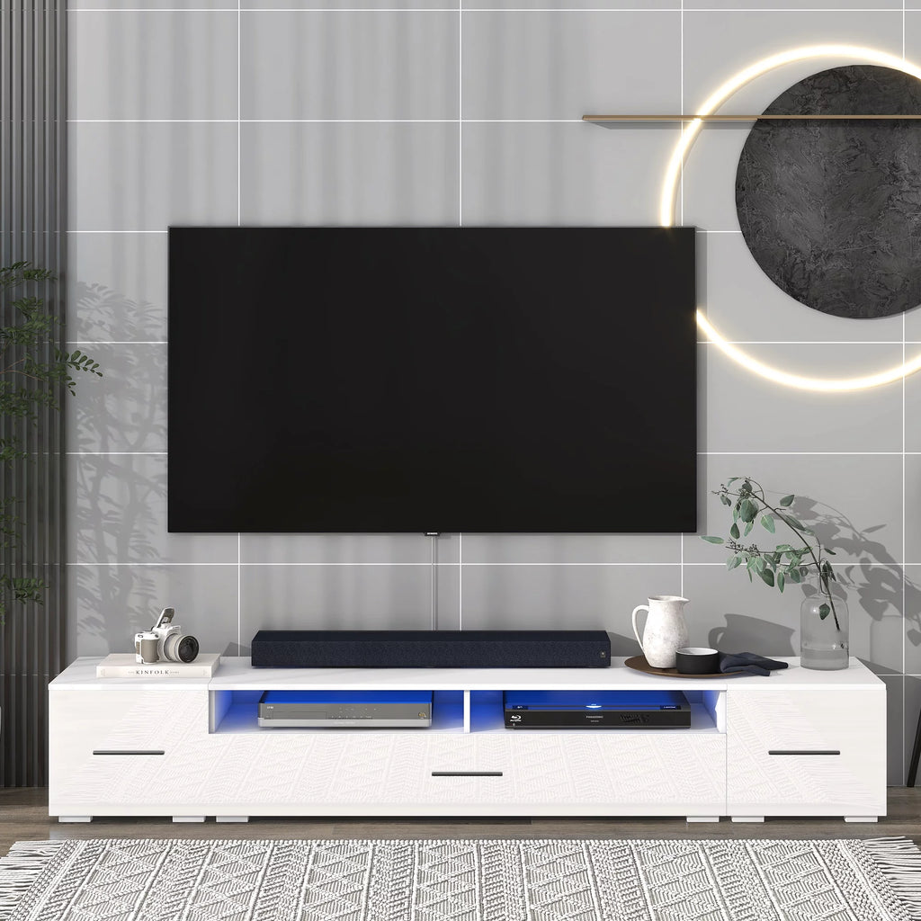 White High Gloss TV Stand with LED Lights U7867