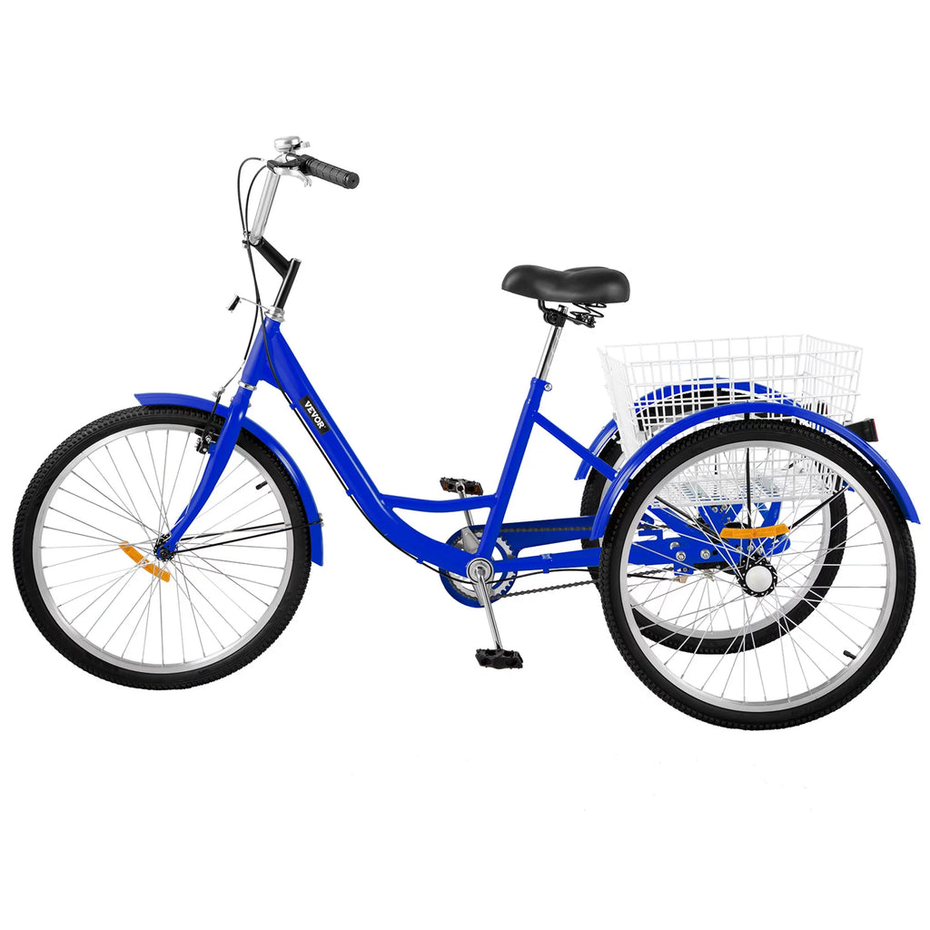 24" Single Speed Three Wheel Bike with Basket Blue L4527