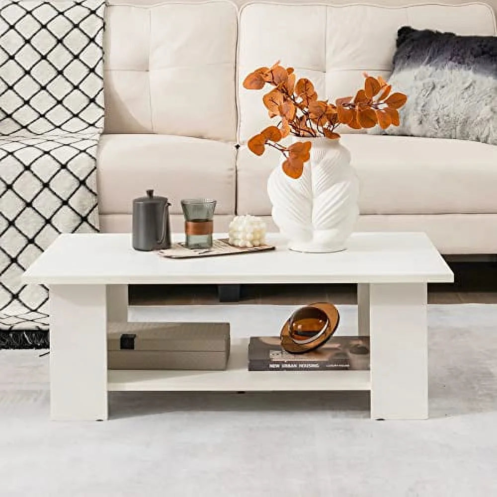 White Coffee Table with Storage U144531
