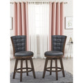 24" Swivel Counter Stool Charcoal Black Faux Leather Set of 2 R1408
