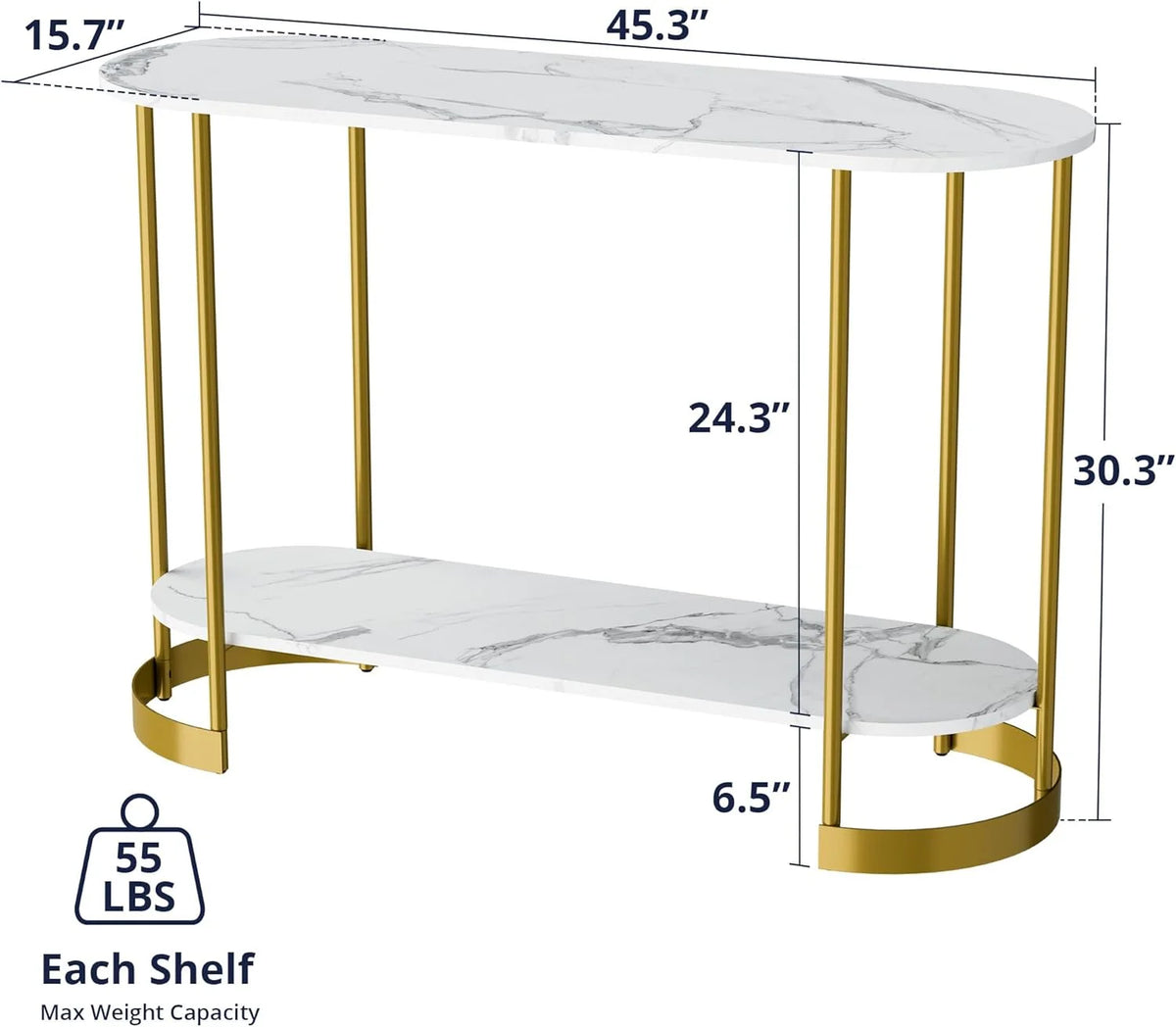 Gold 2-Tier Faux Marble Console Table N620131