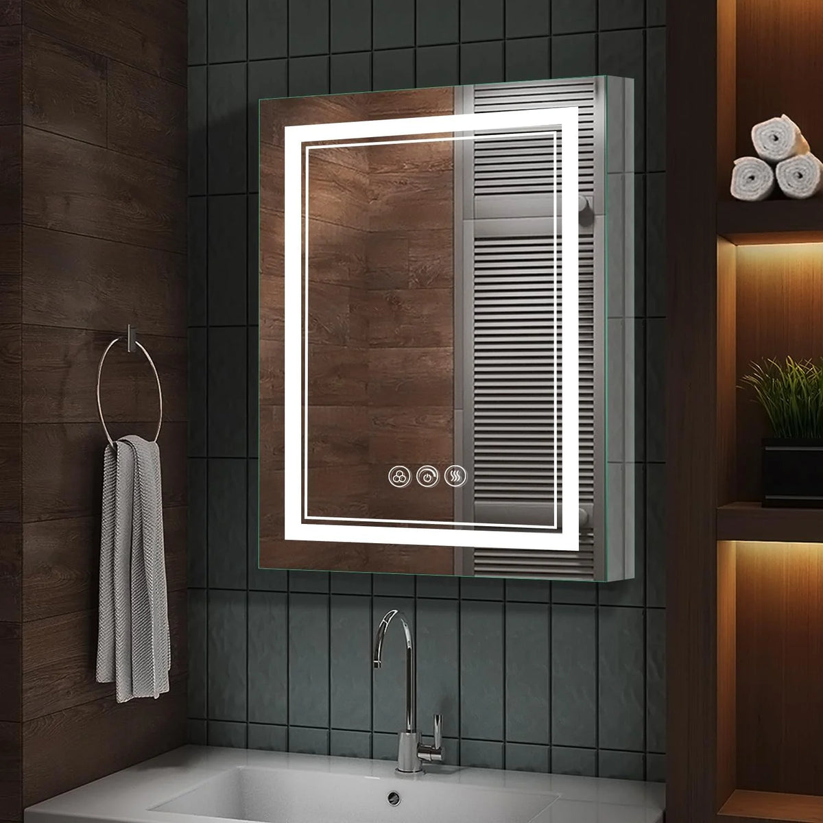 20 x 26 Inch Led Medicine Cabinet with Mirror D7903